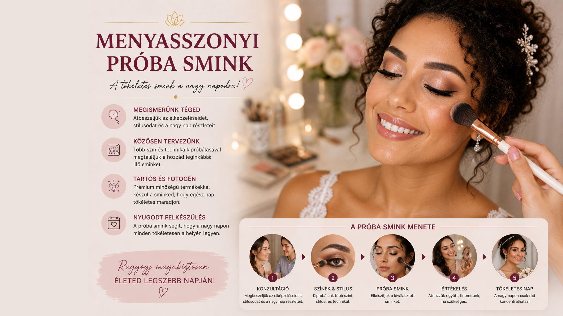Menyasszonyi próbasmink az Erika Beauty Kozmetikában