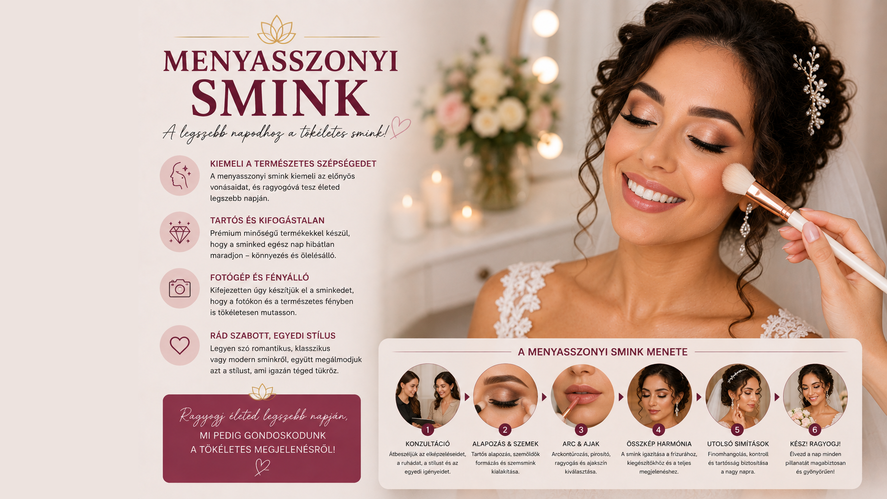 Menyasszonyi smink az Erika Beauty Kozmetikában